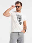 Men's cotton t-shirt with skull - white V2 OM-TSPT-0200