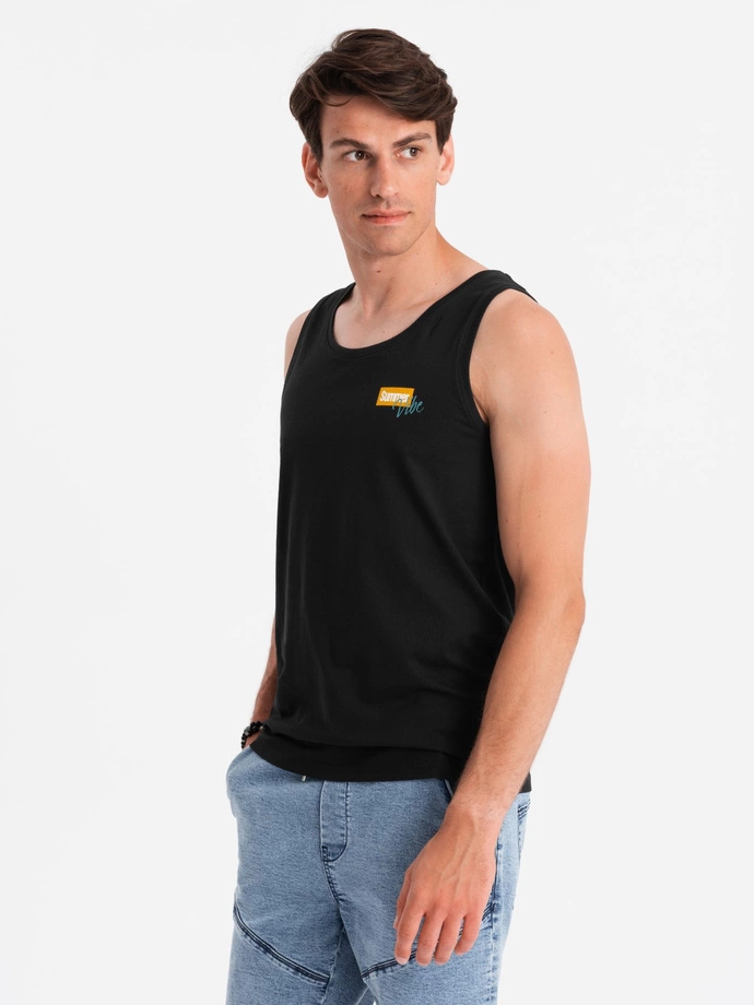 Bărbați Summer Vibe tricou de bumbac imprimat - negru V1 OM-TSTT-0191