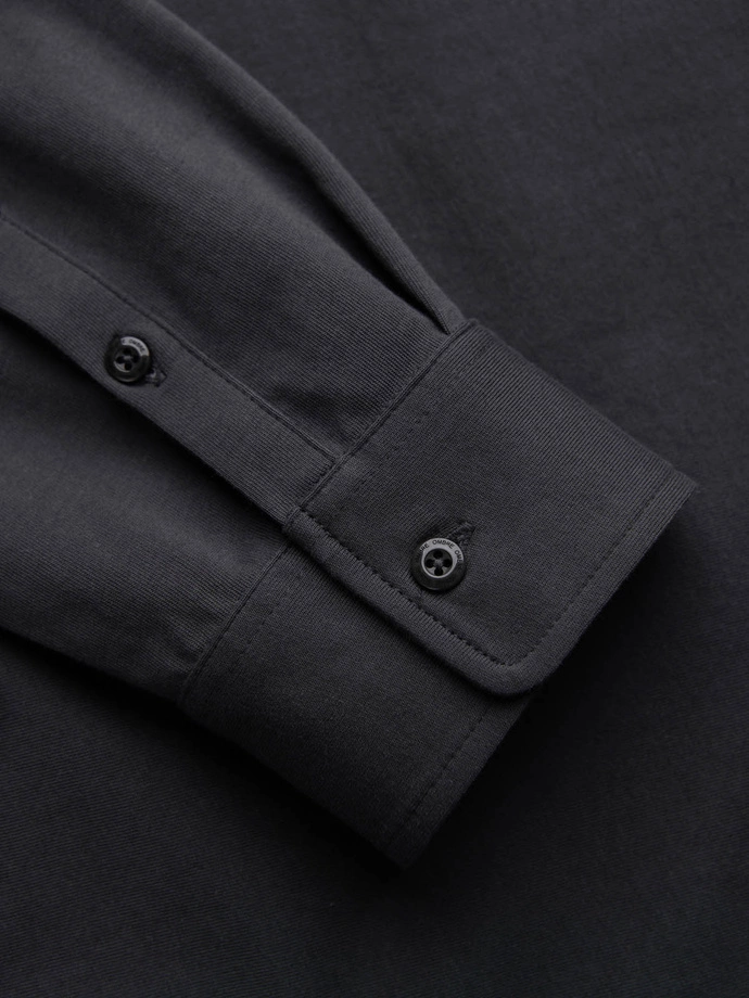 Pánská bavlněná košile REGULAR z jednoduchého žerzejového úpletu - grafitová V6 OM-SHCS-0138