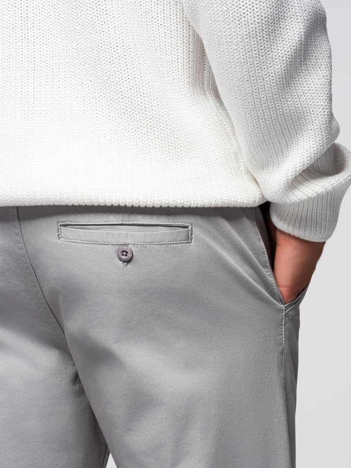 Pantaloni chino pentru bărbați cu talie decorativă - gri V6 OM-PACP-0118