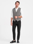 Men's jacquard vest with lapels - graphite V1 OM-BLZV-0122