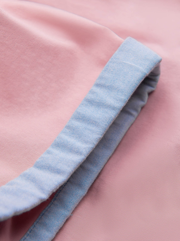 Pantaloni pantaloni scurți chinos pentru bărbați cu întoarcere contrastantă - roz V8 W421