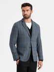 Men's jacquard blazer in delicate check - graphite V1 OM-BLZB-0119