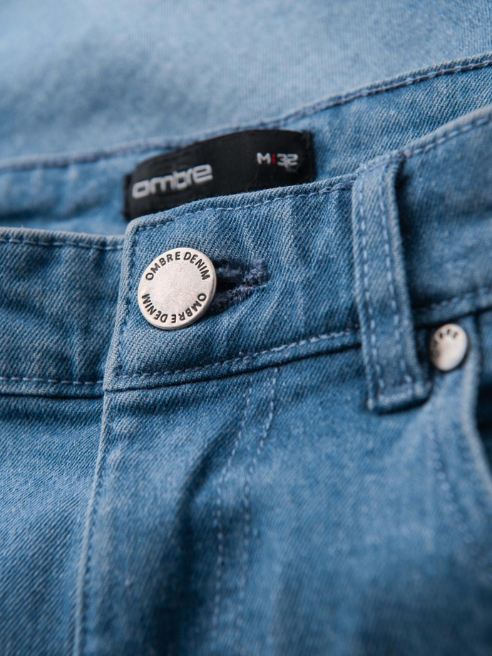 Men's denim shorts with rolled up leg - blue V2 OM-SRDS-0164