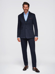 Men's knitted jacket with a fitted cut - navy blue V3 OM-BLZB-0100