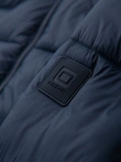 Men's quilted puffer jacket with hood - navy blue V4 OM-JAHP-0235