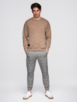 Men's RELAXED FIT sweatshirt with embossed letters - brown V3 B1712
