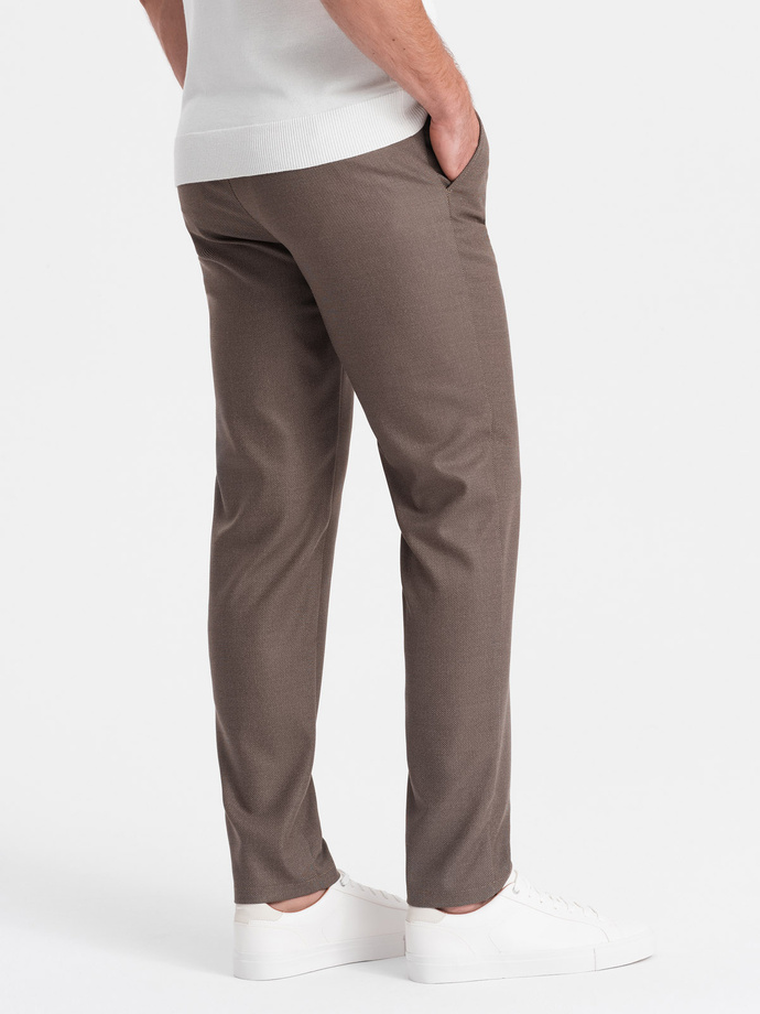 Klasické pánske chino nohavice SLIM FIT - tmavobéžové V2 OM-PACP-0182