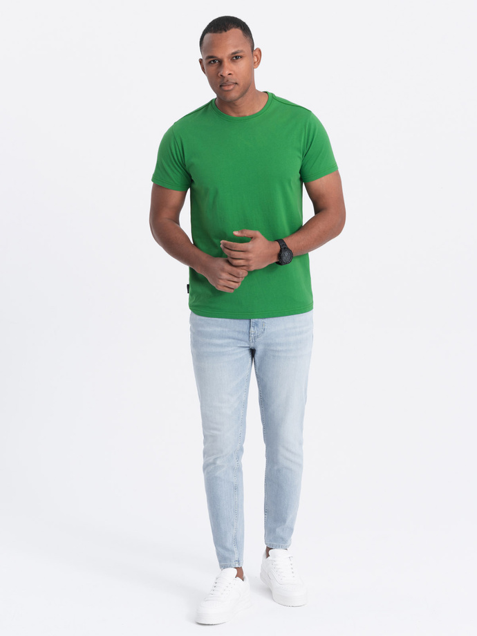 Tricou clasic din bumbac pentru bărbați BASIC - verde V20 OM-TSBS-0146