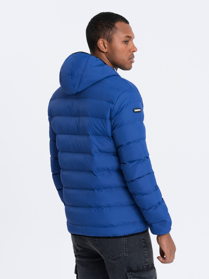 Men's winter quilted jacket - indigo C451