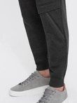 Pantaloni de trening pentru bărbați cu cusături și fermoar pe picior - grafit melange V2 OM-PASK-0147