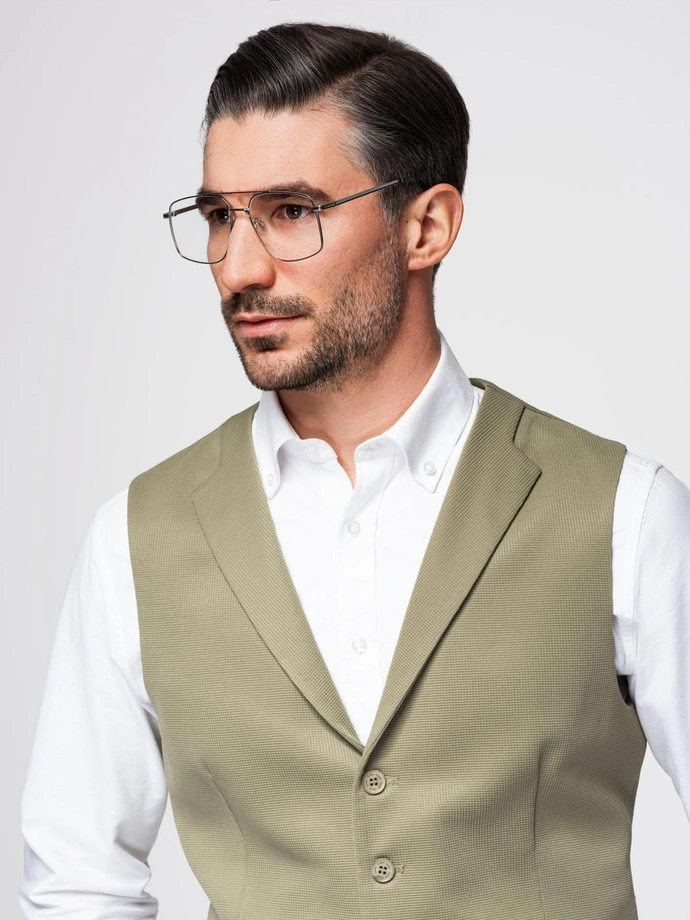 Costum bărbătesc fără revere - caramel V1 OM-BLZV-0112