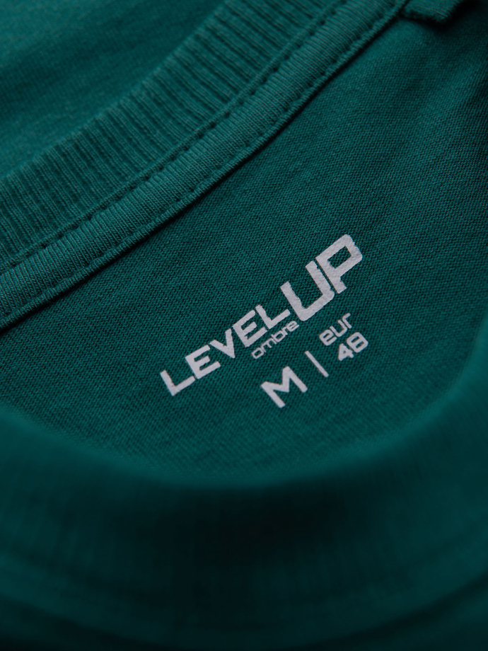 Men's cotton t-shirt with pocket print - dark green V5 OM-TSPT-0154