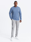 Men's mélange sweatshirt with embroidered logo - indigo V4 OM-SSNZ-0163