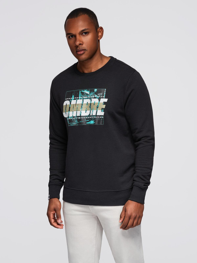 Vyriški marškinėliai su spauda per galvą - juodi V3 OM-SSPS-0156