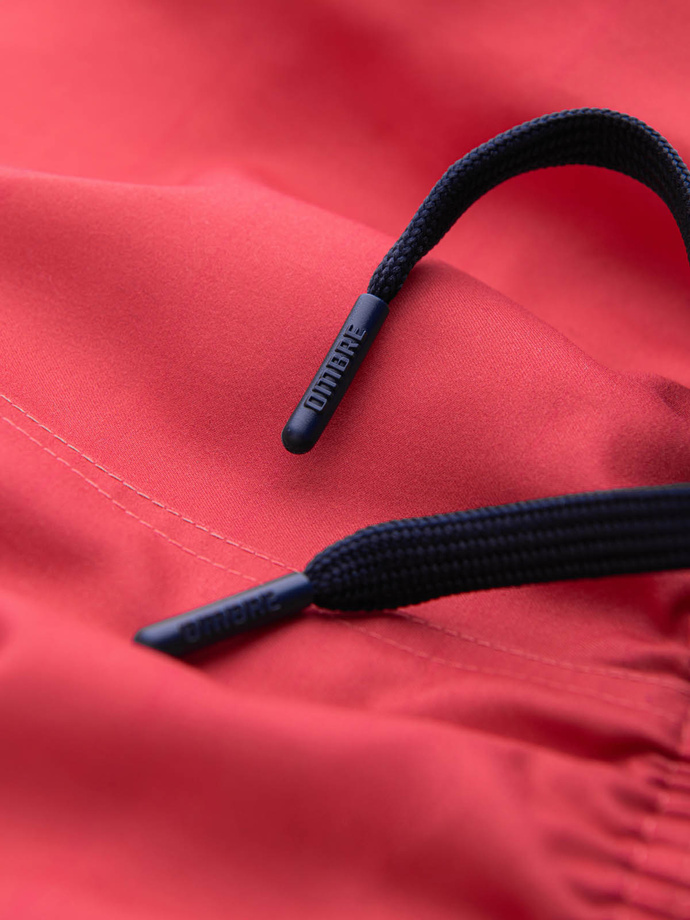 Men's two-tone ribbed swim shorts - coral V4 OM-SRBS-0141