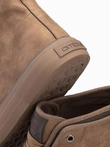 Men's high-top sneakers with decorative piping - brown V2 OM-FOTH-0158