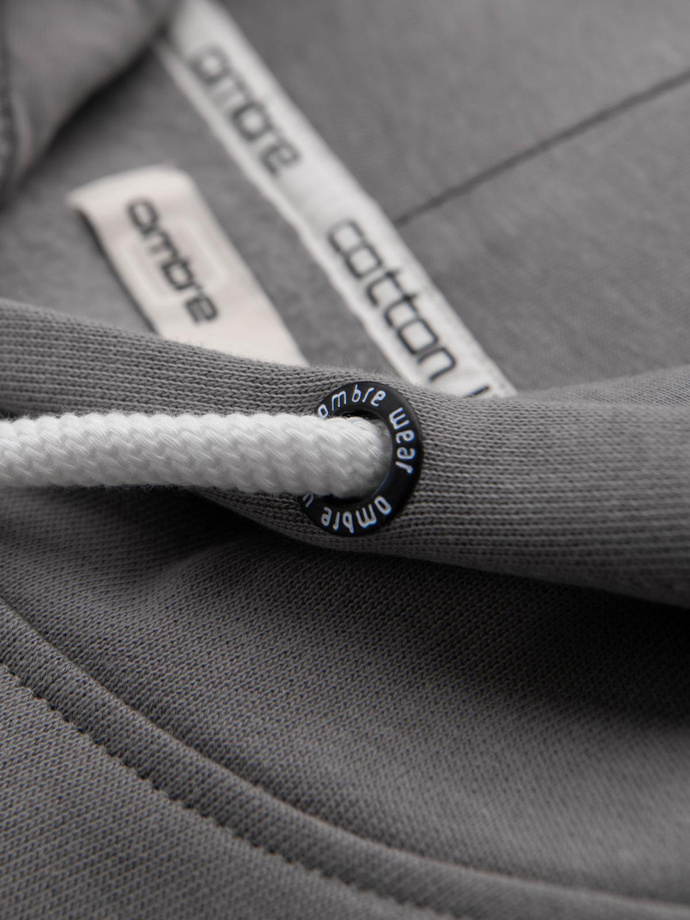 Men's BASIC kangaroo hooded sweatshirt - grey V8 B1674