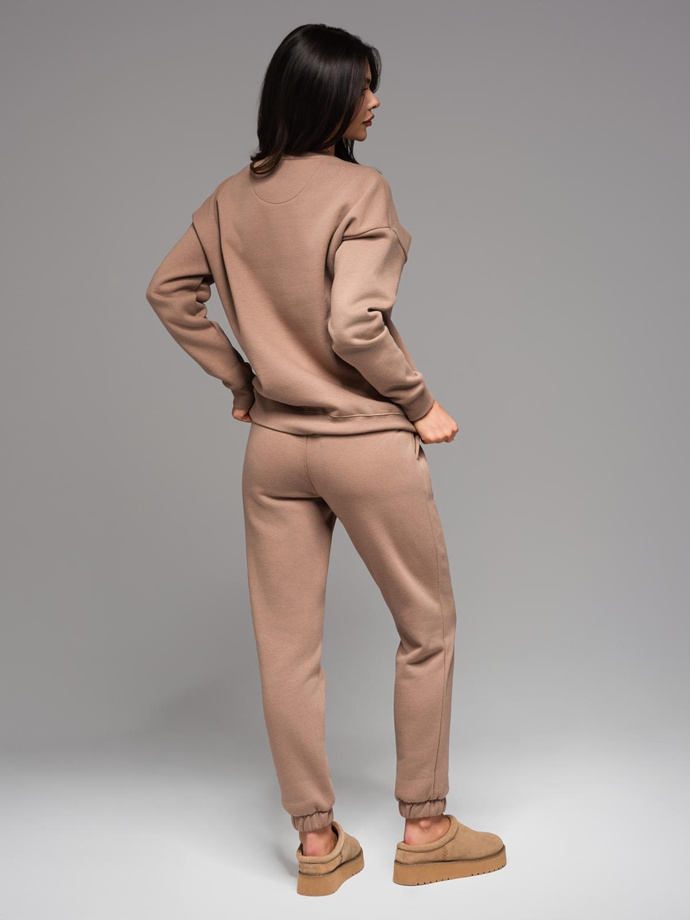 Klasické unisex tepláky s rebrovanými manžetami - hnedé V16 OU-PSBC-0100