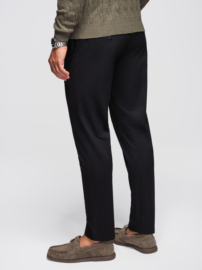 Men's chino pants with decorative waistband - black V1 OM-PACP-0118