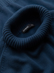Men's turtleneck knit sweater - dark blue V2 OM-SWTN-0163
