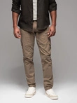 Pánske cargo nohavice STRAIGHT LEG s vreckami na zips - khaki V3 OM-PACG-0204