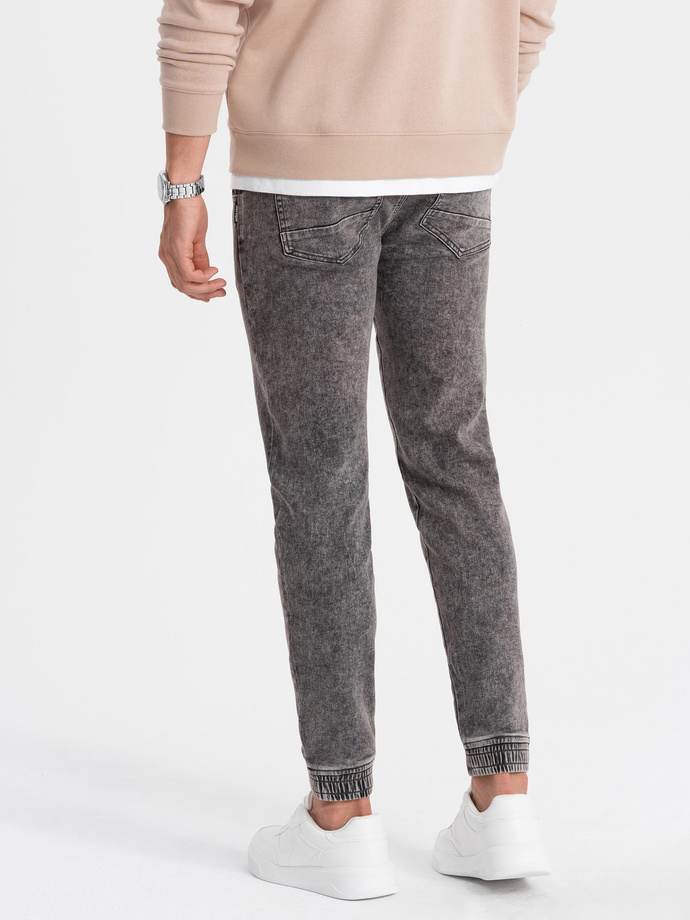 Pantaloni JOGGERY din denim marmorat pentru bărbați - gri V3 OM-PADJ-0133
