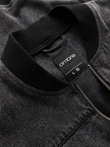 Jachetă bomber din denim pentru bărbați cu efect de spălare cu pietre - negru V2 OM-JADJ-0163