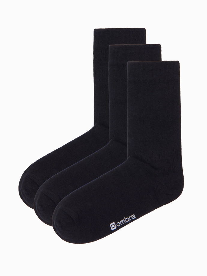 Men's long socks 3-pack - black V2 OM-SOLS-0101