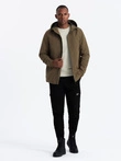 Men's lightweight storm jacket with hood - brown V2 OM-JANP-0191