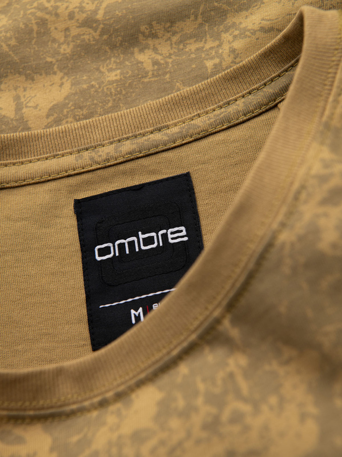 Tricou cu mânecă scurtă din bumbac cu model pentru bărbați - olive V3 OM-TSFP-0223