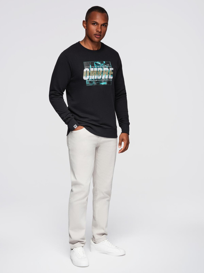 Hanorac cu imprimeu pe cap pentru bărbați - negru V3 OM-SSPS-0156