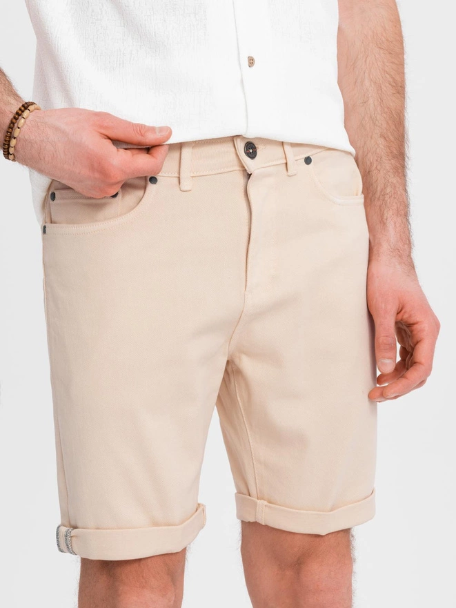 Pantaloni scurți casual pentru bărbați SLIM FIT jacquard knit - albastru marin V1 OM-SRCS-0168