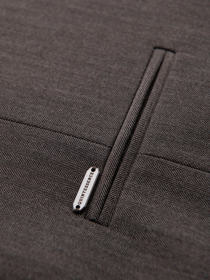 Pánská elegantní vesta SLIM FIT ve tvaru rybí kosti - grafitová V2 OM-BLZV-0143