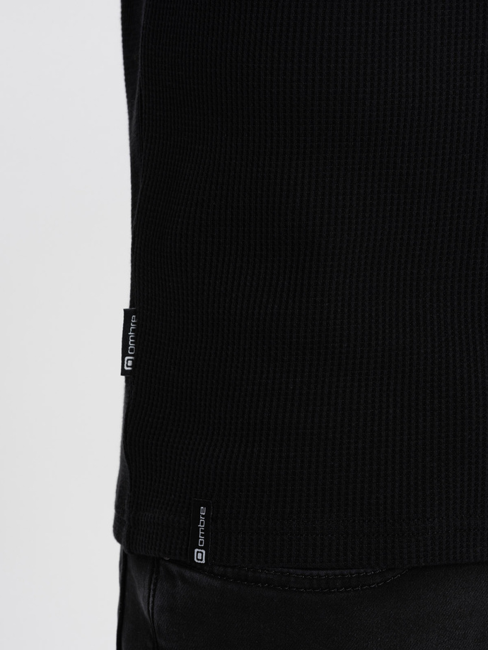 Men's longsleeve with "waffle" texture - black V4 OM-LSCL-0109