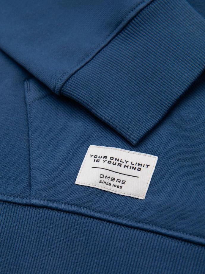 Vyriški BASIC džemperiai su kengūra ir gobtuvu - tamsiai mėlyni V4 B1674