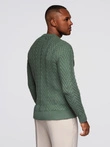 Men's knit sweater with zigzag weave - faded green V2 OM-SWSW-0147
