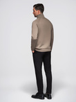 Men's sweatshirt with contrasting print and unbuttoned high collar - grey-brown V3 OM-SSZP-0211