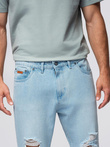 Pantaloni din denim pentru bărbați CARROT FIT cu frecare - albastru deschis V1 OM-PADP-0250