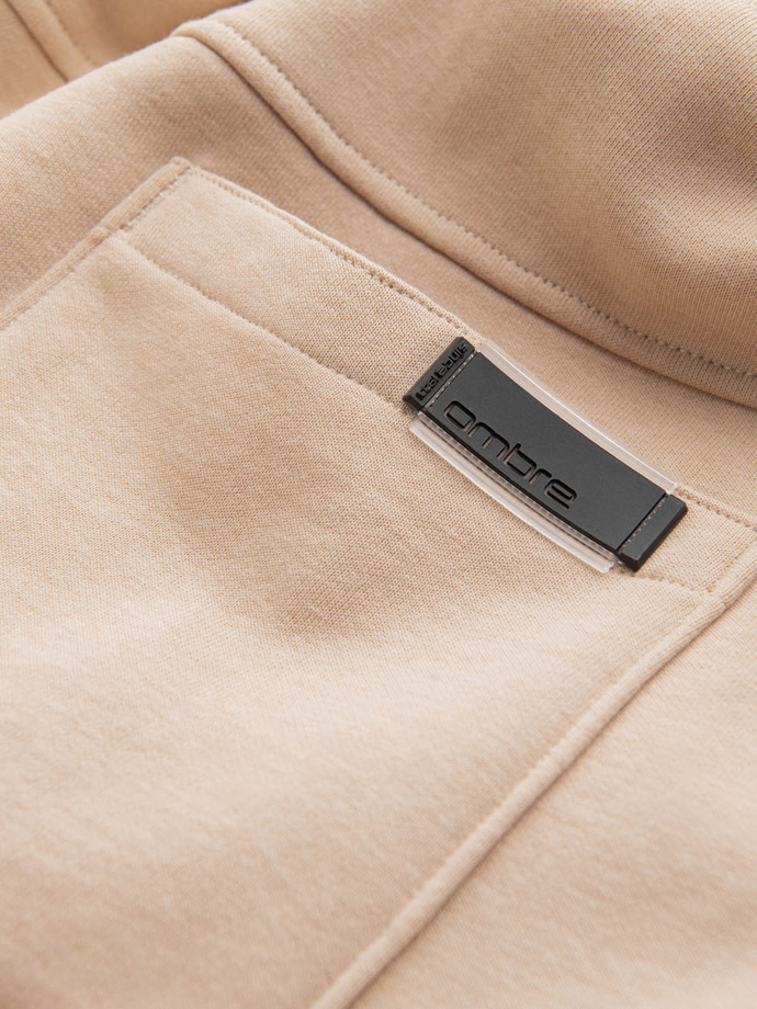 Pantaloni de trening BASIC din bumbac pentru bărbați - bej V6 OM-PABS-0174