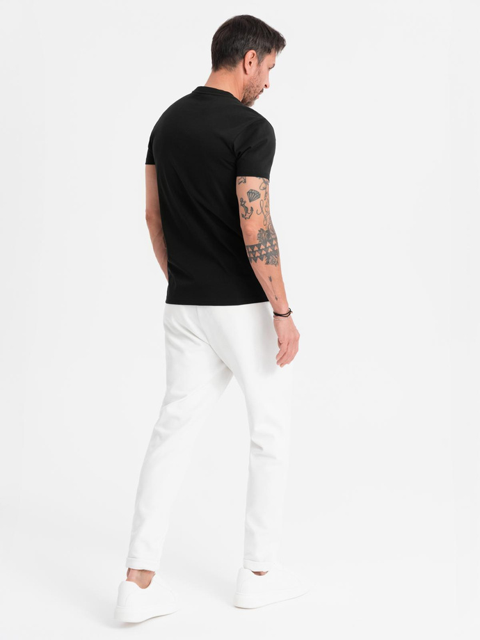 Men's cotton t-shirt with pocket print - black V1 OM-TSPT-0154