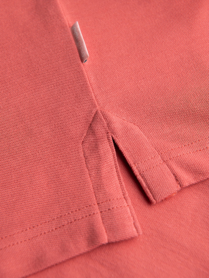 Tricou polo BASIC BASIC pentru bărbați, o singură culoare, din tricot piqué - verde neon V25 OM-POBS-0100