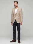 Elegant men's SLIM FIT jacket with rayon - beige V2 OM-BLZB-0135