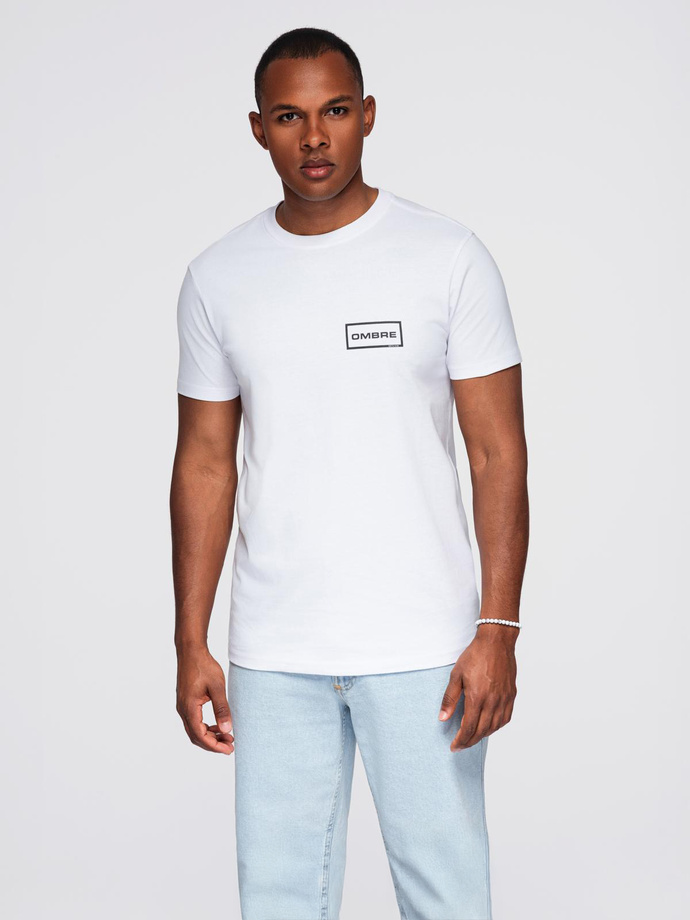 Tricou tricotat imprimat cu croială REGULARĂ pentru bărbați - alb V1 OM-TSPT-0231