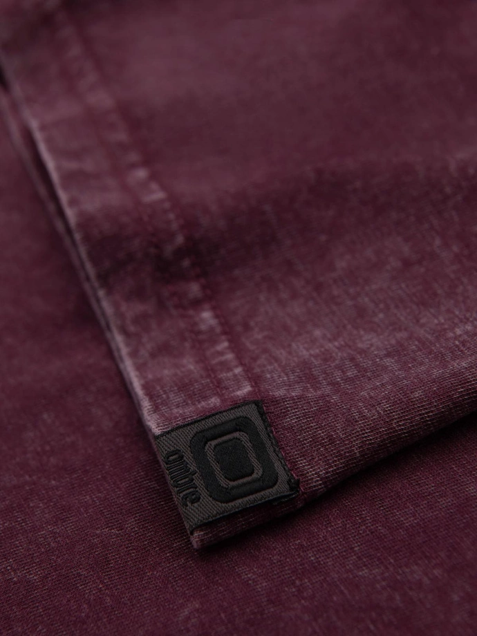 Men's T-shirt with wash effect - burgundy V3 OM-TSWT-0116