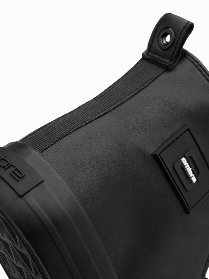 Adidași bărbătești cu vârf înalt și deget decorativ - negru V1 OM-FOTH-0157