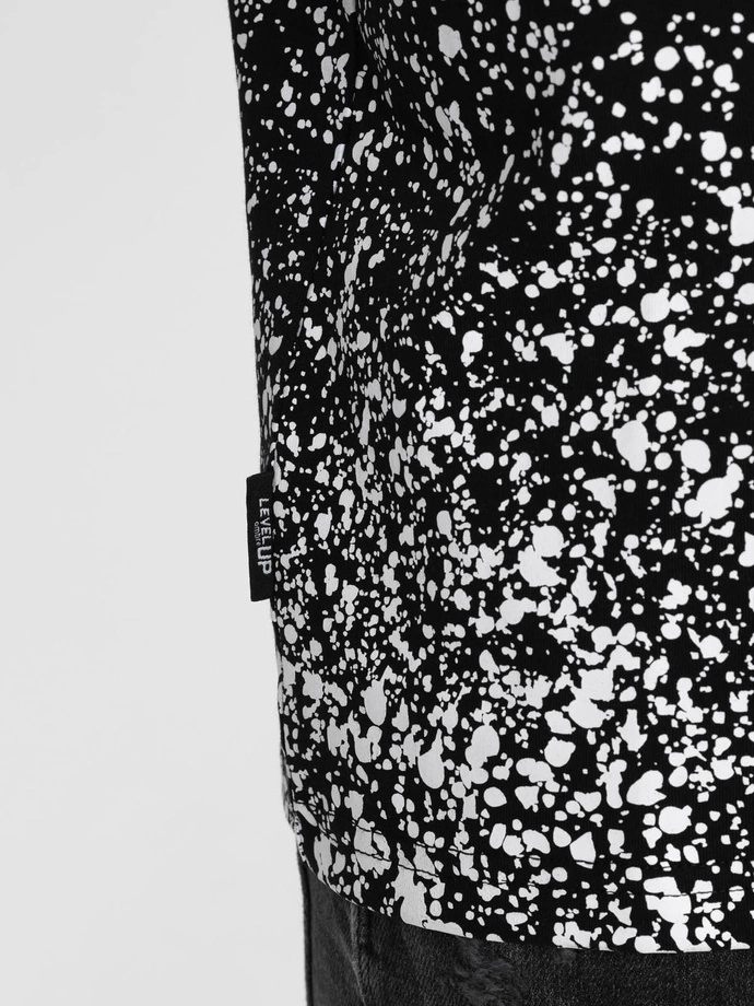 Pánské bavlněné tričko s gradientním potiskem - černé V2 OM-TSPT-22SS-001