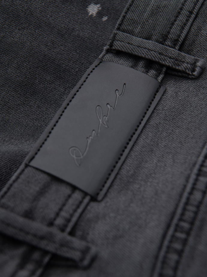 Pánské krátké džínové šortky s roztržením a ohrnutou nohavicí - šedé V3 OM-SRDS-0186