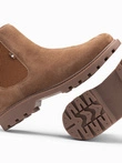 Pánska semišová vysoká obuv slip-on - svetlohnedá V4 OM-FOBO-0173