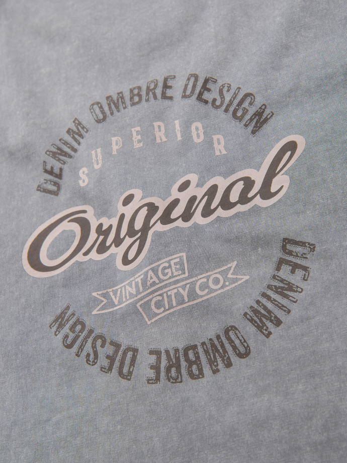 Tricou din bumbac imprimat cu decolteu rotund - negru V2 OM-TSFP-0225